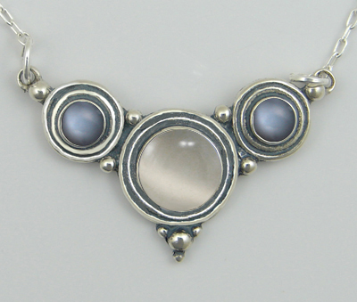 Sterling Silver Gemstone Necklace With White Moonstone